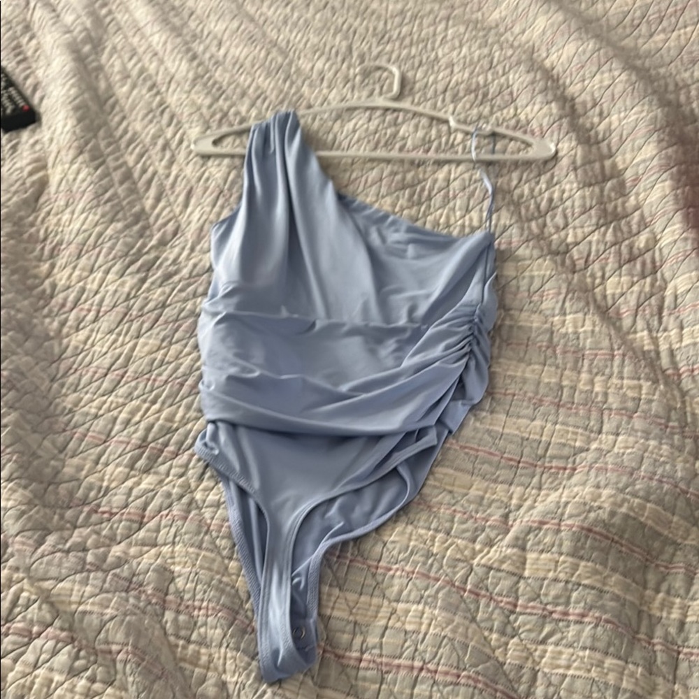 Express Light Blue One-Shoulder Bodysuit